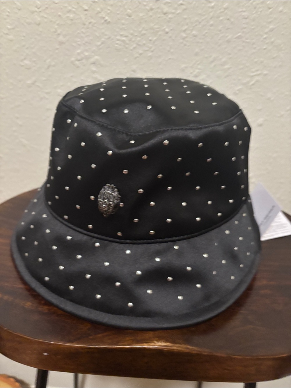 Studded Black Bucket Hat with Silver Accents